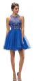 Beaded Bust Tulle Skirt Short Homecoming Party Dress in Royal Blue
